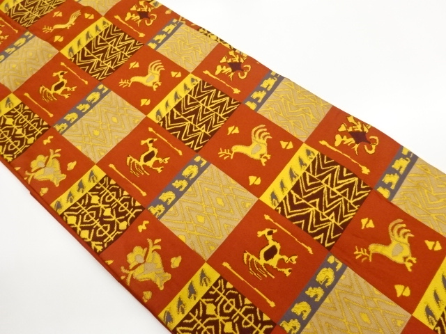 JAPANESE KIMONO / CHECKERED / ABSTRACT / ANIMAL PATTERNS WOVEN THE FAB